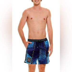 NWT Agua Bendita Isaac Eter Men’s Trunks Blue Celestial Beach Size 40